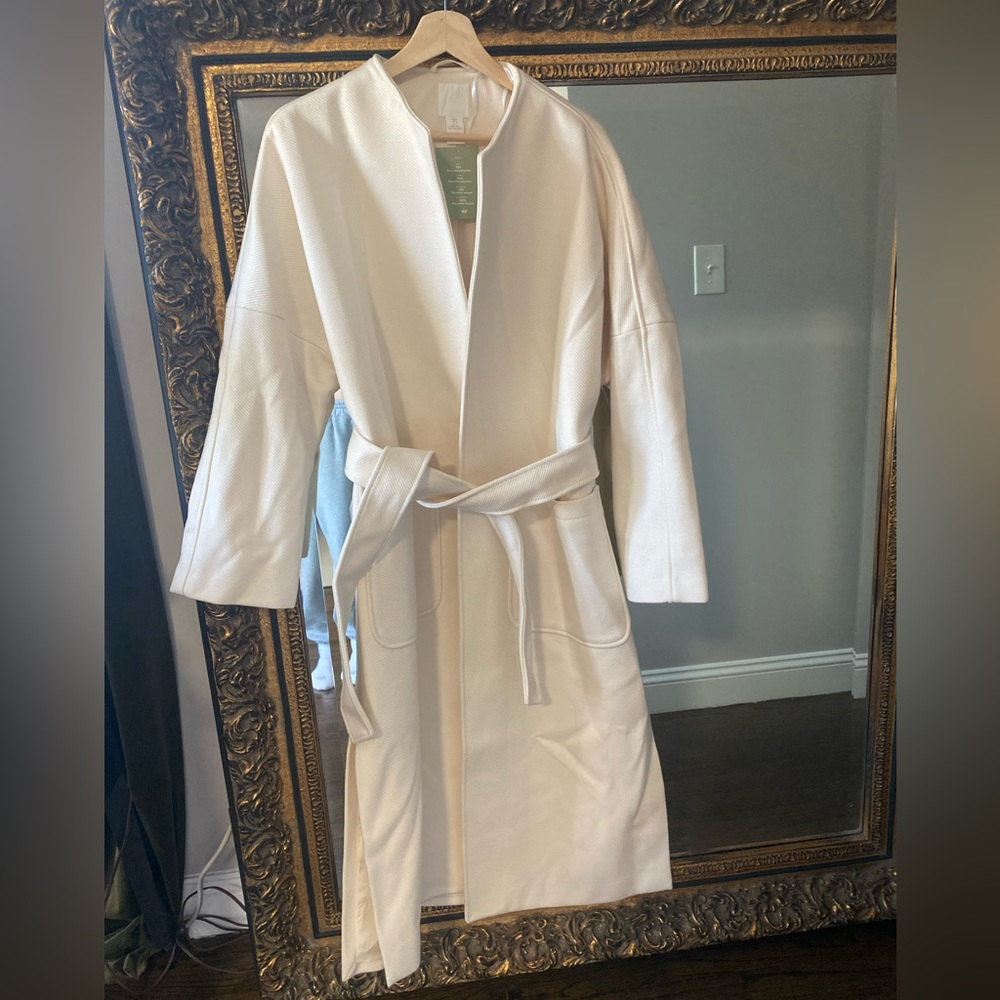 NWT H&M Belted Wrap Coat Cream Size Small